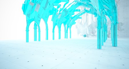 Abstract  concrete gothic interior. 3D illustration and rendering.
