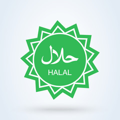 halal food logo vector. Halal sign design green. certificate tag