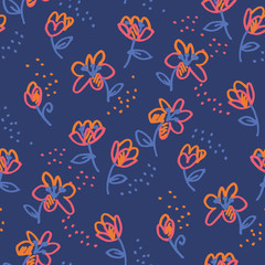 Fototapeta na wymiar Abstract flowers doodle seamless pattern