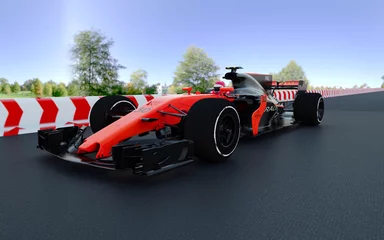 Foto op Plexiglas Het beeld van sportwagen F1 3D illustratie © Sergey Drozdov