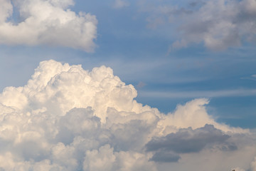 Naklejka na ściany i meble Blue Sky background with white clouds. Cloud and sky on daylight as a background