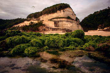 amazing sunset on beautiful tropical Bali beach