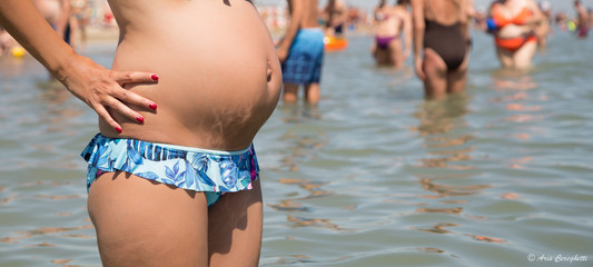Pregnant women in summer
