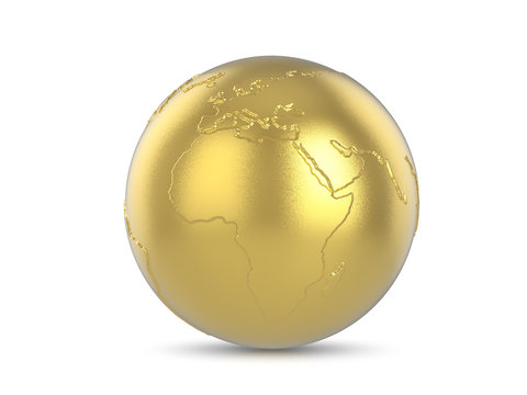 Gold world globe