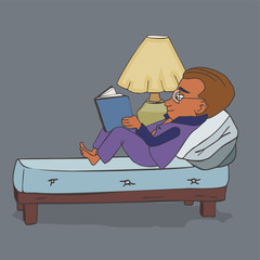 night reading vector cartoon