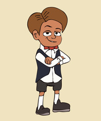 proud little boy in a bow tie cartoon