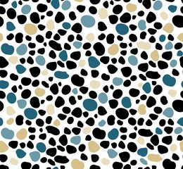 Seamless monochromatic pattern made of rounded shapes, ovals and circles