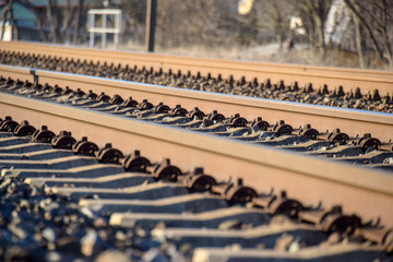 Eisenbahnschienen, Schienen, Eisen, Bahn, Zug, Nahaufnahme, Hintergrund, Deutschland