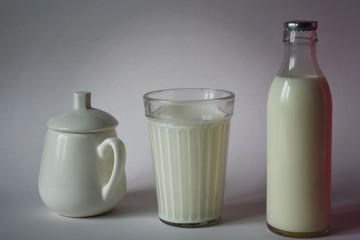 bottle and glass of milk