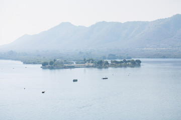 View on the Pichola lake and Palas, Udajpur, India