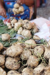 cassava or yam bean in the market