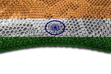 India flag on snake skin with a clean place for the inscription