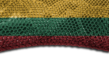 Lithuania flag on snake skin with a clean place for the inscription