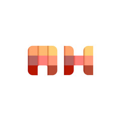 Initial Letters AH, A, H Square Pixel Logo Design Inspiration in Red Gradient Color for Media, Technology Brand Identity.