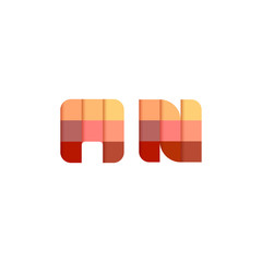 Initial Letters AN, A, N Square Pixel Logo Design Inspiration in Red Gradient Color for Media, Technology Brand Identity.