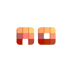 Initial Letters AO, A, O Square Pixel Logo Design Inspiration in Red Gradient Color for Media, Technology Brand Identity.