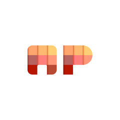 Initial Letters AP, A, P Square Pixel Logo Design Inspiration in Red Gradient Color for Media, Technology Brand Identity.
