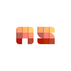 Initial Letters AS Square Pixel Logo Design Inspiration in Red Gradient Color for Media, Technology Brand Identity.