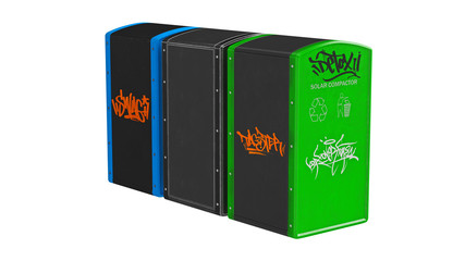 Newspaper box metal commercial, isolated on white background. 3D rendering