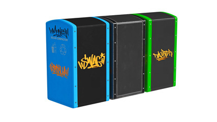 Newspaper box metal sign, isolated on white background. 3D rendering