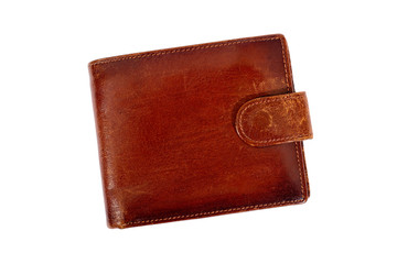 Brown wallet on white background, isolated