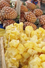 Fresh pineapple is delicious in street food