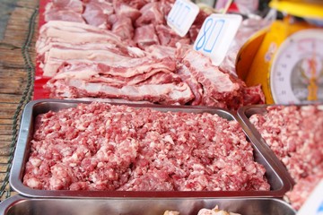 Raw pork for cooking at street food