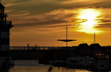 Sunset over Marina Rheinsberg on Meklenburg Lakeland