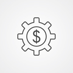 Money with gear vector icon sign symbol