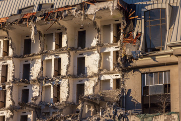 destroyed urban empty building