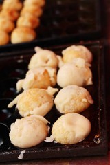 Takoyaki is delicious Japanese food on pan