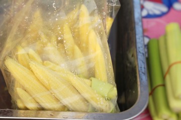 Fresh corn for cooking in the market