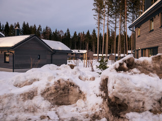 Small village in South Germany after Snow Blizzard during winter without escape