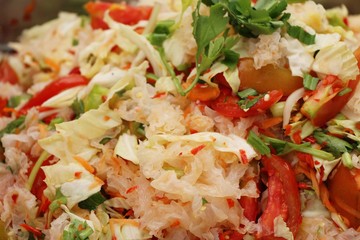 Spicy mushroom salad delicious at street food