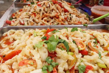 Spicy chicken salad delicious at street food