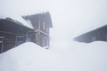 Fantastic evening and morning winter landscape. Colorful overcast sky. Beauty world  Magical snow covered tree. In anticipation of the holiday. Dramatic wintry scene. Carpathian mountains, Europe