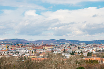 Obraz premium European houses with red roofs on top