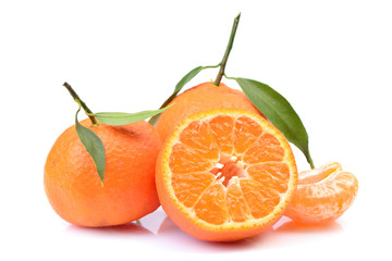 Mandarin fruit on white background