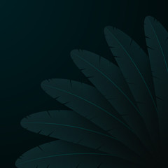 Dark blue realistic feather background. Abstract composition.