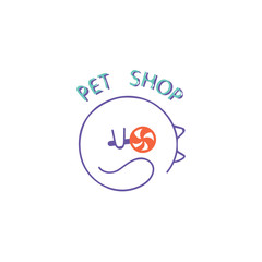 Simple logo for petshop. Kittie with candy icon