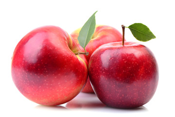 Red apples on white background