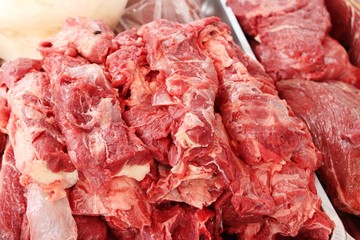 raw beef for cooking at the market