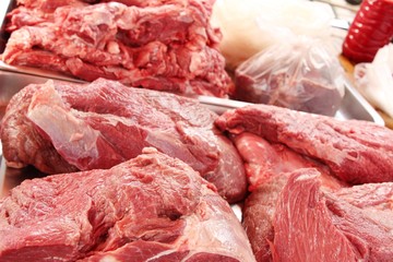 raw beef for cooking at the market