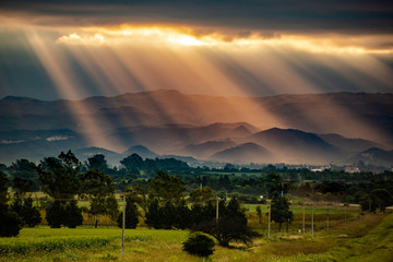 rays of light on mountains 