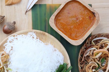 Rice noodles and coconut milk spicy delicious