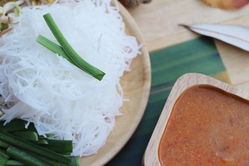 Rice noodles and coconut milk spicy delicious