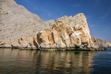 Fototapeta na wymiar Oman sea view, mountain fjords.