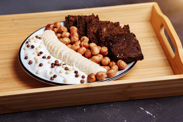Healthy breakfast bowl on the table