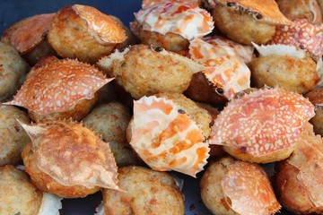 Deep fried crab meat roll in market