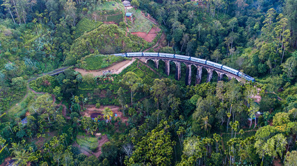 Fototapeta premium Famous Demodara Nine Arch Bridge. Ella, Sri Lanka.